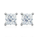 NeeTim 1ct 2ct Princess Cut Moissanite Earrings s925 Sterling Silver Plated with White Gold Plated Ear Studs for Women Jewelry