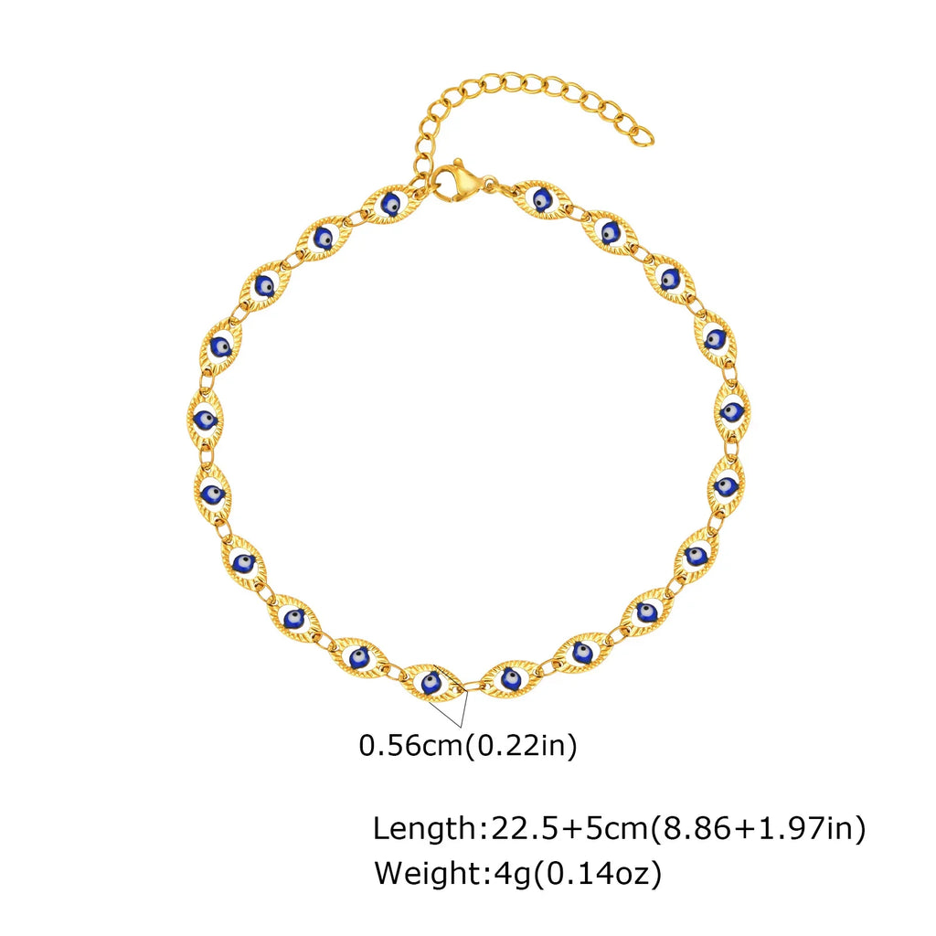 Stainless Steel Lucky Evil Eye Anklet Bracelet for Women, Blue Eye Beaded Chain Foot Anklets Summer Beach Lucky Amulet Gift