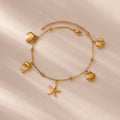 Summer Beach Stainless Steel Gold Color Chain Anklet For Women Starfish Shell Dolphin Fish Charm Ankle Bracelet Jewelry Gift