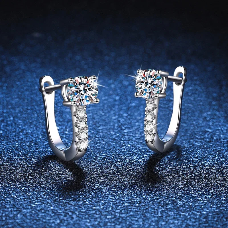 NeeTim 0.5 Carat Moissanite Earrings For Women 925 Sterling Silver Ear Stud Hoops Sparkling Diamond Earring Wedding Fine Jewelry