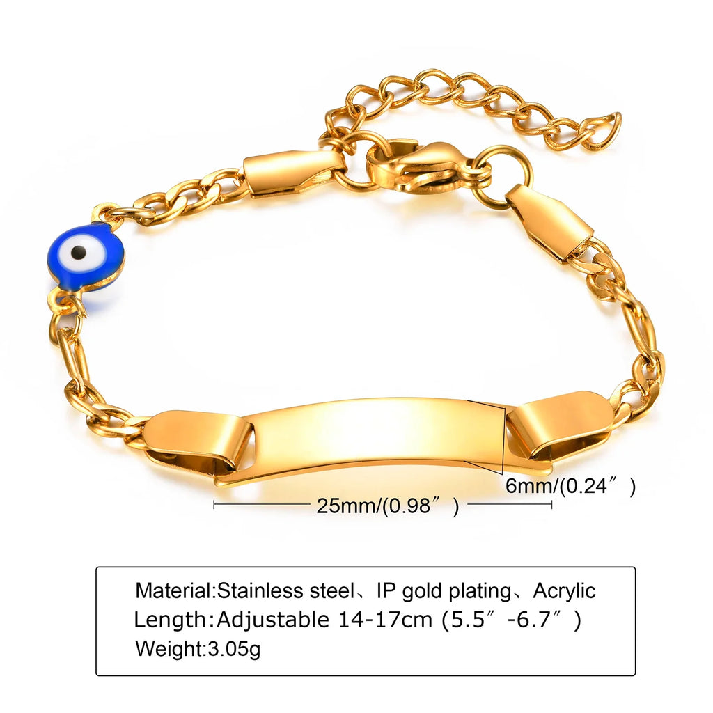 Custom Personalized Name ID Bracelet Gilrs Boy Gifts, Stainless Steel Curb Chain Link Crown Bracelet Not Allergic