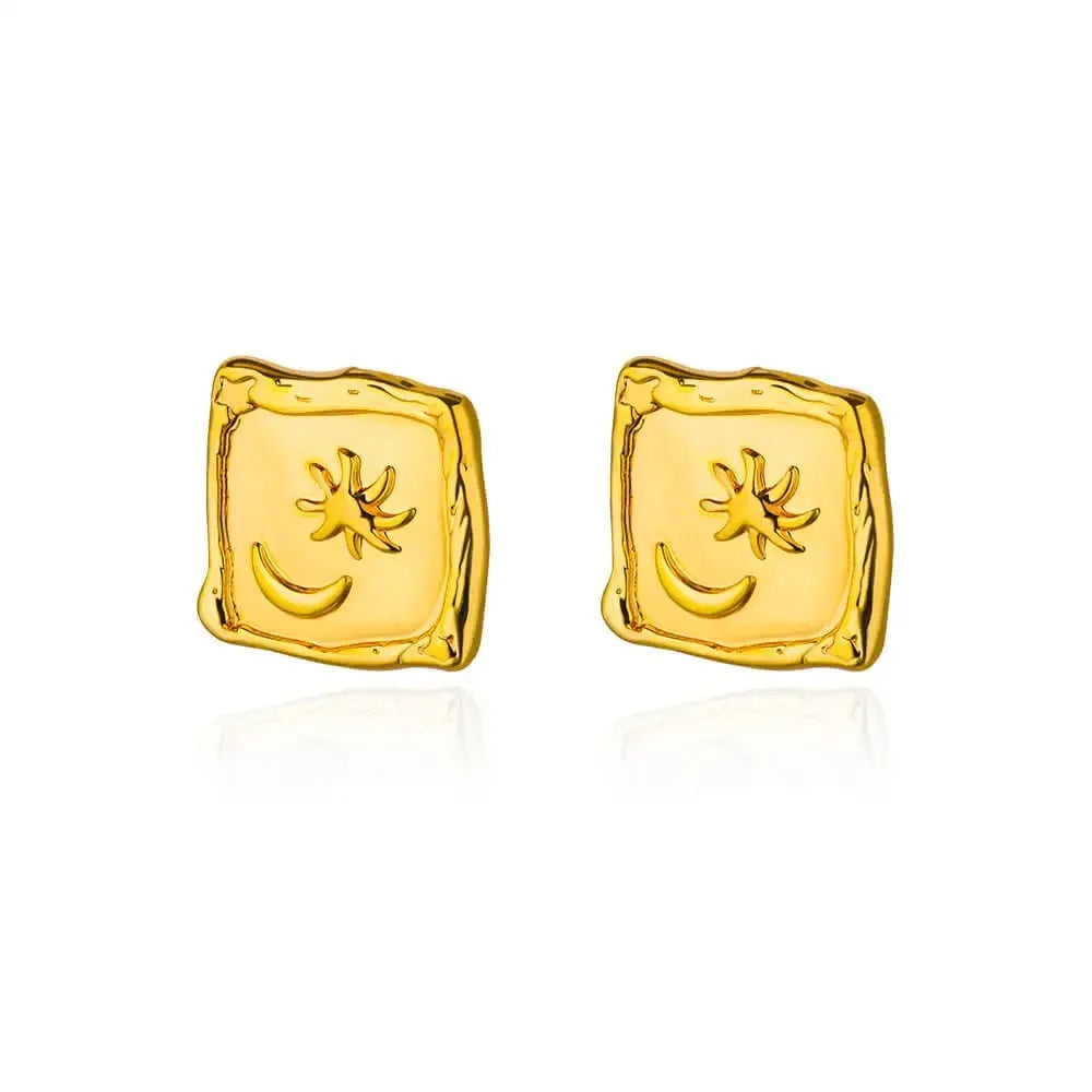Vintage Stainless Steel Sun Earrings For Women Bohemian Sun Shine Earrings Irregular Fan Shaped Earrings Jewelry Party Gifts