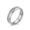 6mm Stainless Steel Groove CZ Eternity Ring Wedding Band for Women Men Size 5-10