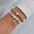 2 PSC Love Imitation Pearl Beaded Adjustable Rope Chain Valentine's Day Jewelry Gift Couple Bracelet
