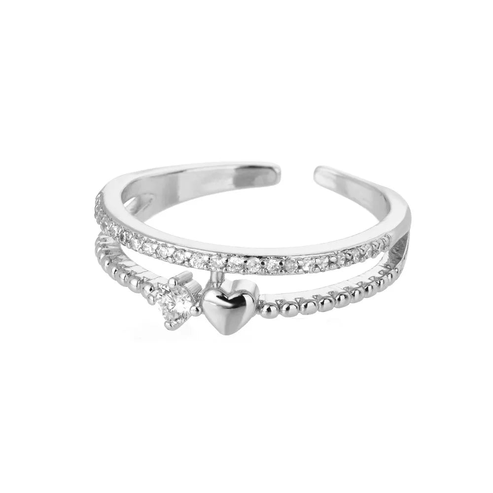 Zircon Little Heart Rings For Women Minimalism Heart Ring Stainless Steel Finger Dainty Ring Valentine Gifts Free Shipping