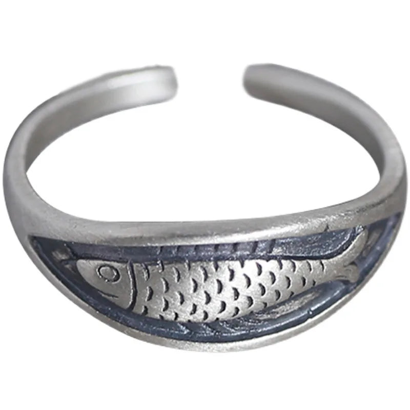 New in 925 Sterling Silver Fish Adjustable Rings For Women Engagement Ladies Rings Jewelry Gifts Female Jewellery Argent 925
