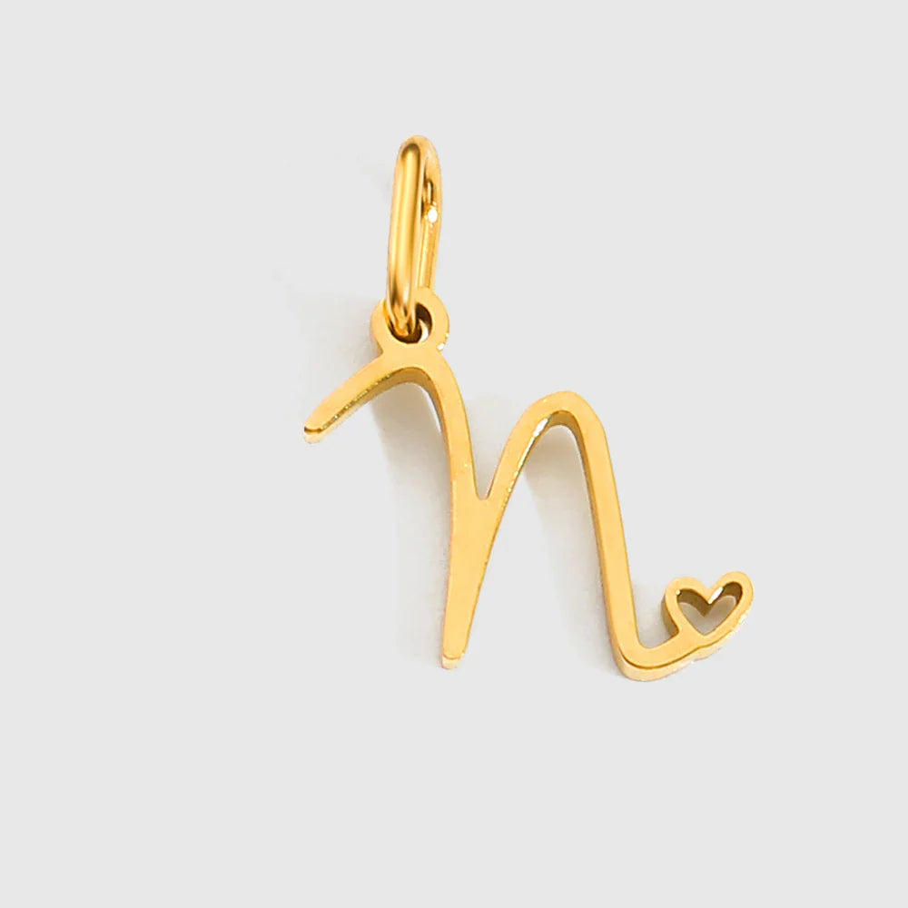 Personalized Stainless Steel Heart Alphabet Pendant DIY Accessories for Necklace Woman Men Jewelry Initials Birthday Gift A-Z