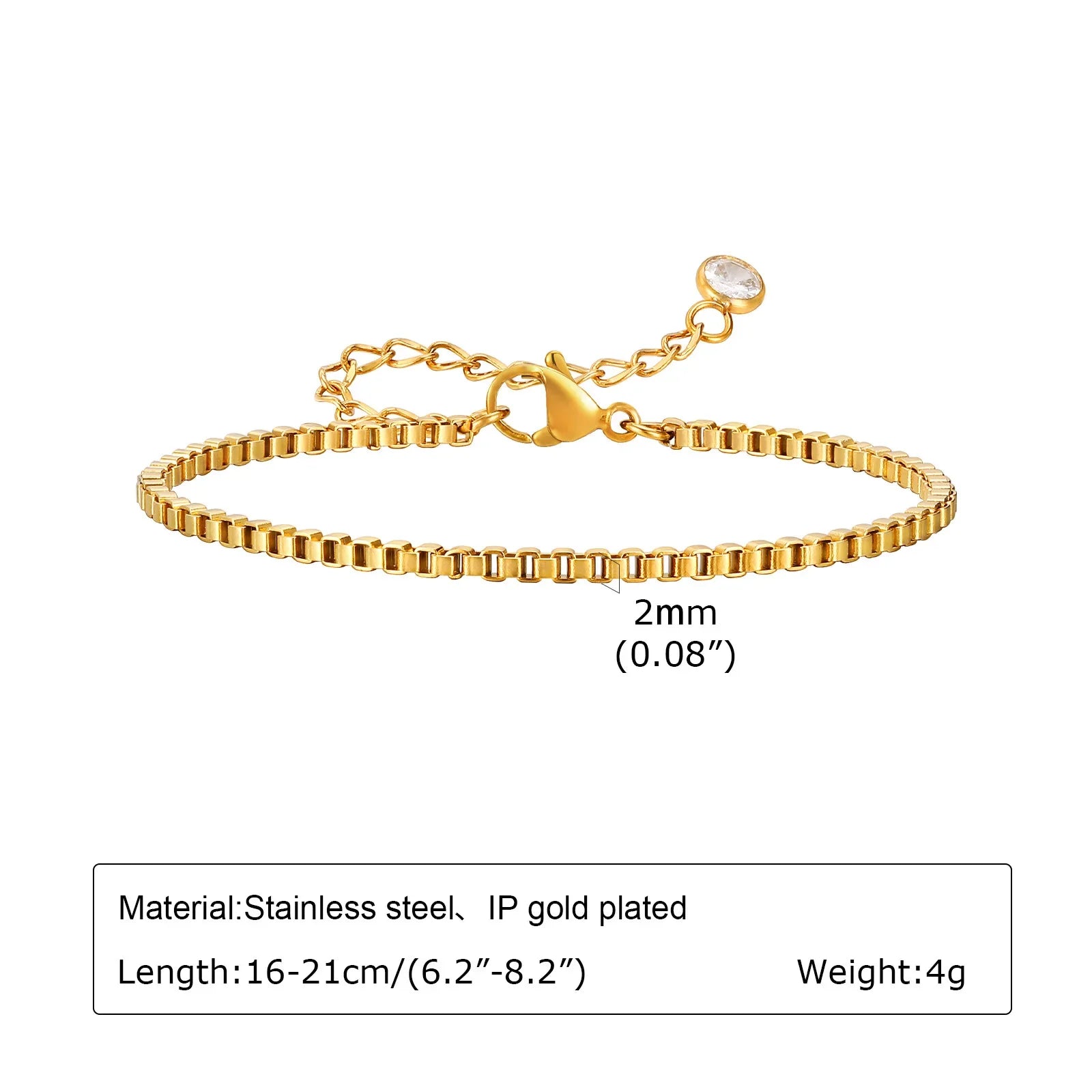 Non Tarnish Stainless Steel Bracelet Gold Plated Stackable for Women, Thin Herringbone Chain Bracelet Waterproof Jewelry Gift