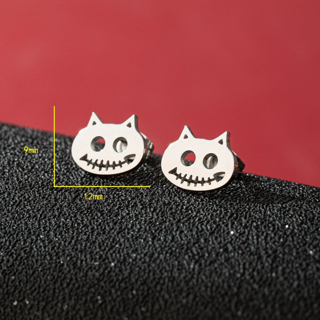 Horror Halloween Bat Spider Trendy Earrings Women 2024 Black Color Stainless Steel Ear Piercing Skull Punk Jewelry Party Gifts
