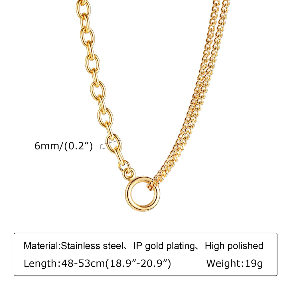 Chunky Gold Plated Link Necklace For Women, Stainless Steel Oval Thick Chain Choker Minimalist Jewelry