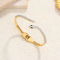 Classic stainless steel zircon enamel women's bracelet, high quality waterproof metal bracelet, wedding party jewelry