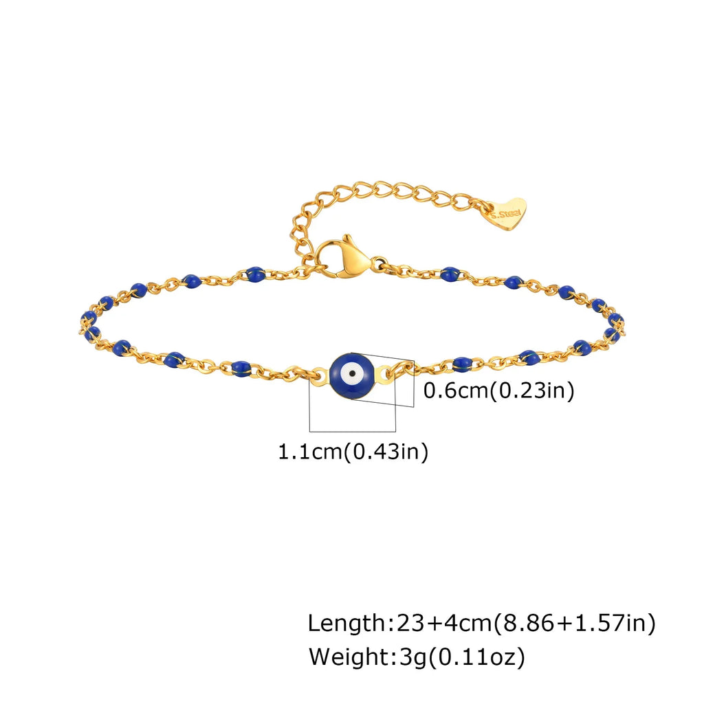 Stainless Steel Lucky Evil Eye Anklet Bracelet for Women, Blue Eye Beaded Chain Foot Anklets Summer Beach Lucky Amulet Gift