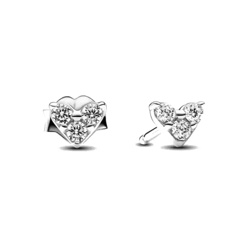 New S925 Silver Heart Stone Stud Earrings Suitable for Valentine's Day, Mother's Day, Anniversary Gift DIY Charm Jewelry