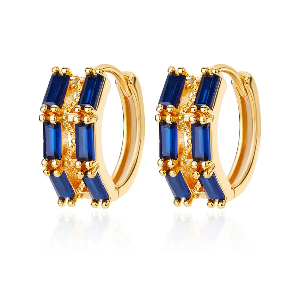 Luxury Blue Zircon Earrings For Women Stainless Steel Earrings 2024 Trending New Design Goth Jewelry aretes mujer