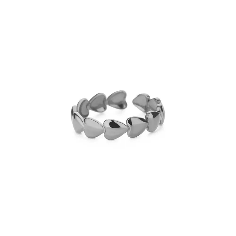 Stainless Steel Heart Rings For Women Opening Adjustable Gold Color Heart Ring Wedding Couple Christmas Jewelry Party Gifts