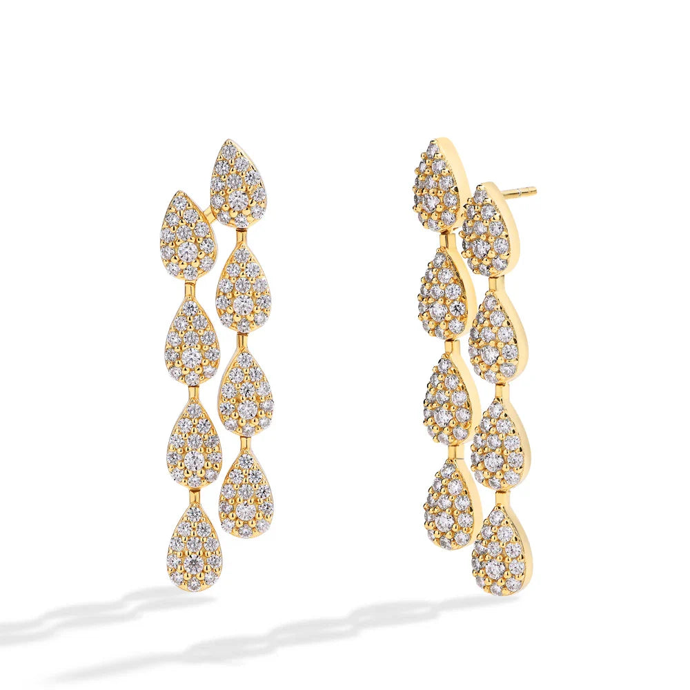 MINTYBOX S925 Silver 2.59ct Lab Diamond Moissanite Drop Earrings for Women 18k Gold Plated Leaves Dangle Wedding Earring Jewelry