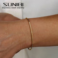 SUNIBI 2MM Simple Box Chain Bracelets for Women Gold Color Stainless Steel Classic Bracelet Minimalism Gifts Jewelry Wholesale