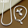 40-60cm 925 sterling Silver solid 3MM Chain Snake Necklace Bracelet Fashion Jewelry For Women Men Sets  Charm Wedding