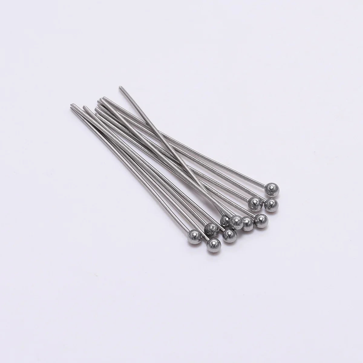 100pcs/Pack Stainless Steel 15-50mm Silver Ball Head Pins For Handmade DIY Jewelry Making Headpin Findings Accessories