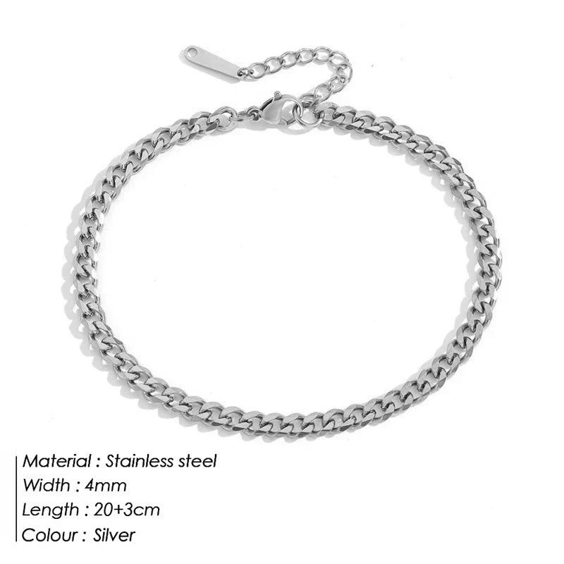 SUNIBI Stainless Steel Snake Chain Anklet for Women Summer Beach Gold Color Anklets Fashion Jewelry Dropshipping Wholesale