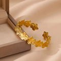 Classic Wrinkle Texture Openning Bangle Bracelet For Women Exquisite Cuff Bracelet Gold Color Stainless Steel Hand Ornament Gift