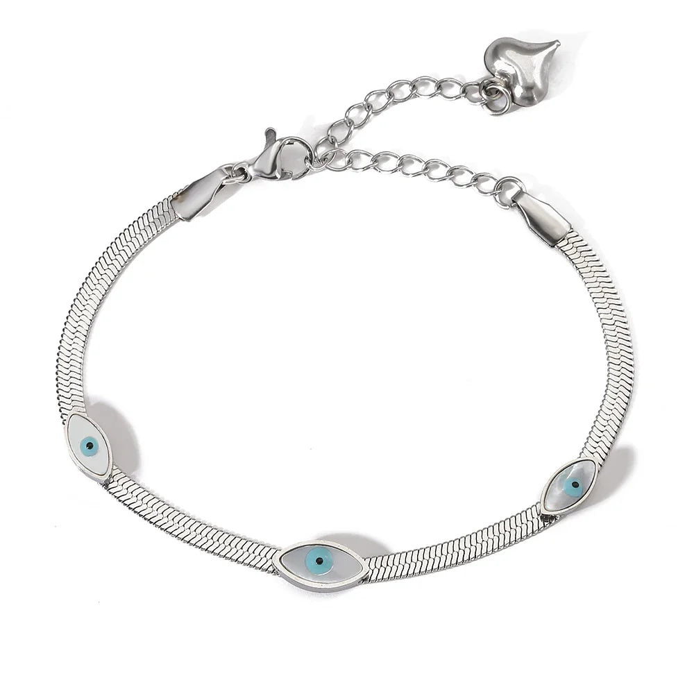 NEWBUY High Quality Non-Fading 316L Stainless Steel Jewelry Gold/Silver Color Evil Eye Choker Chain Bracelet For Women Girl Gift