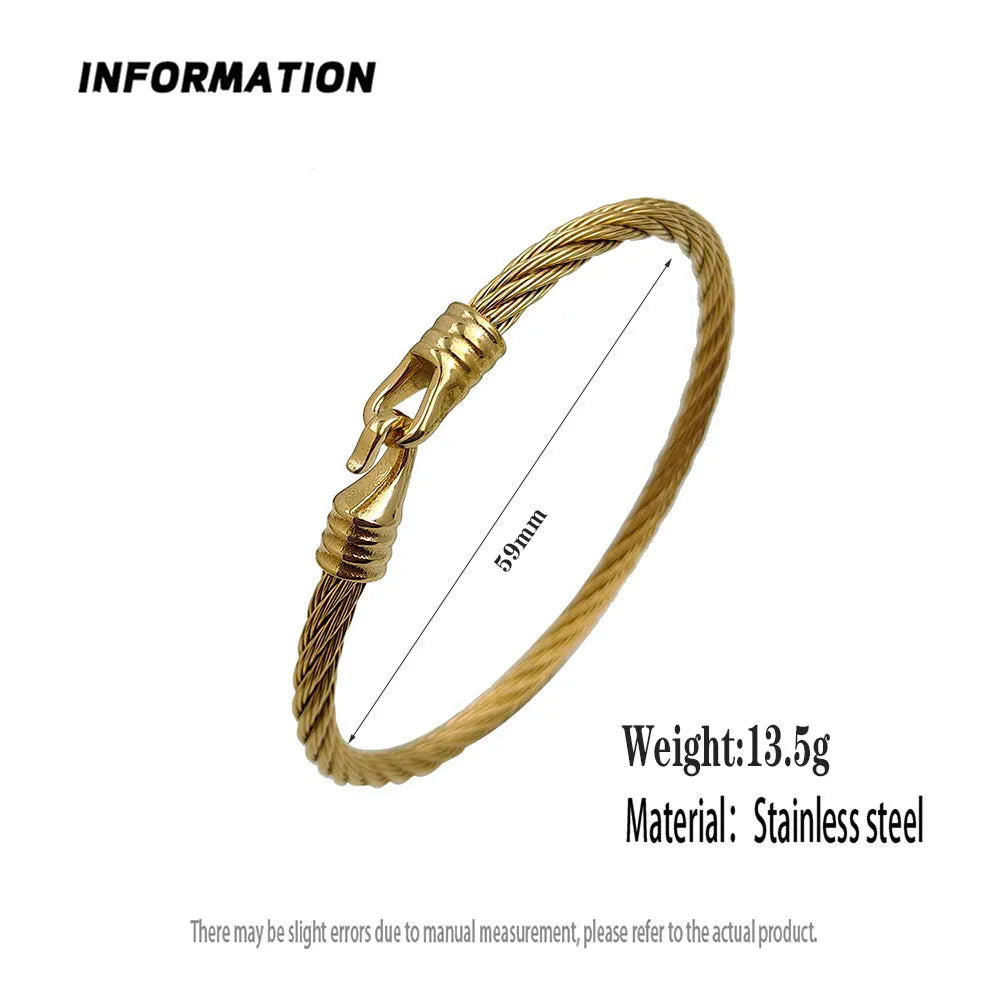New steel wire button hook gold-plated stainless steel bracelet 18K, high quality waterproof couple bracelet, wife gift