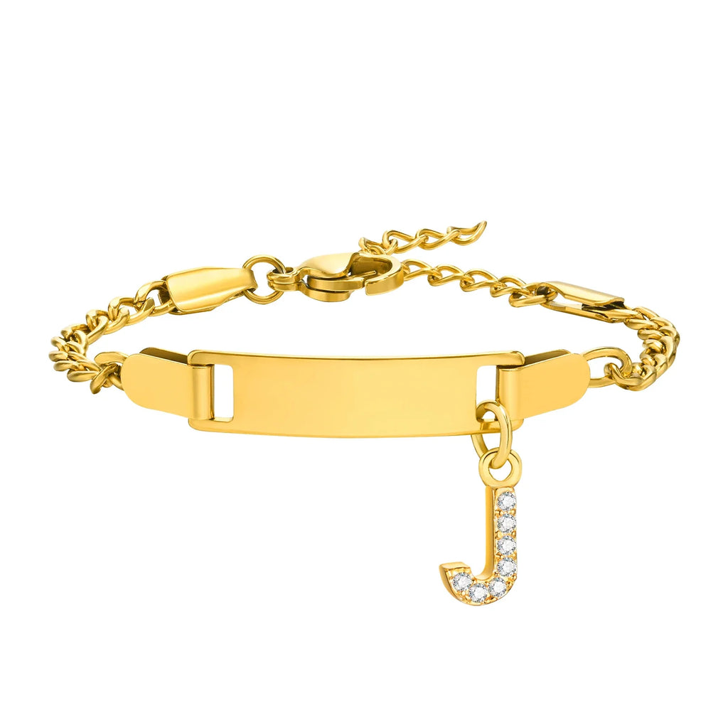 Personalized Name Bracelet With Initials for Boy Girl, Free Engraving Date ID Wristband Birthday Gift