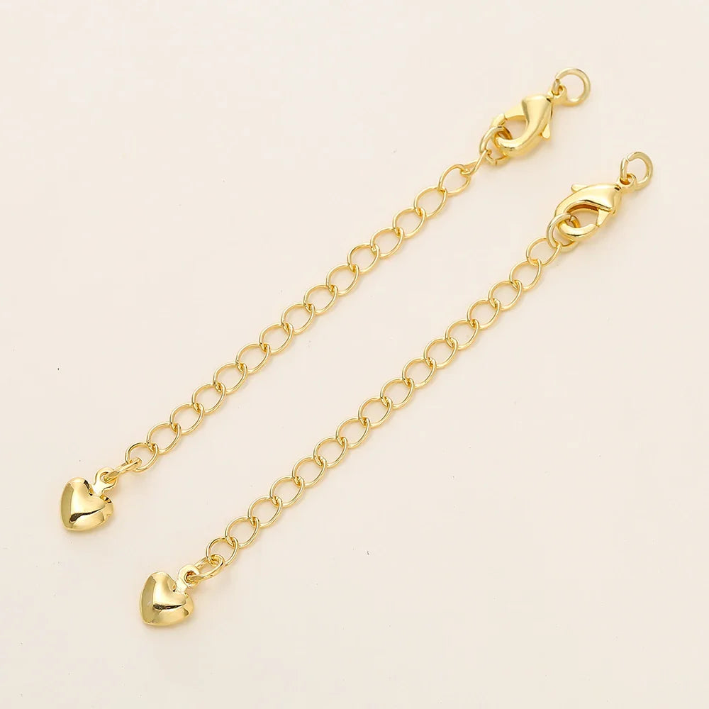 5/10pcs/Pack 14/18K Gold Color Plated Brass Various Extension Chain With Lobster Clasps for DIY Necklace Jewelry Making Findings