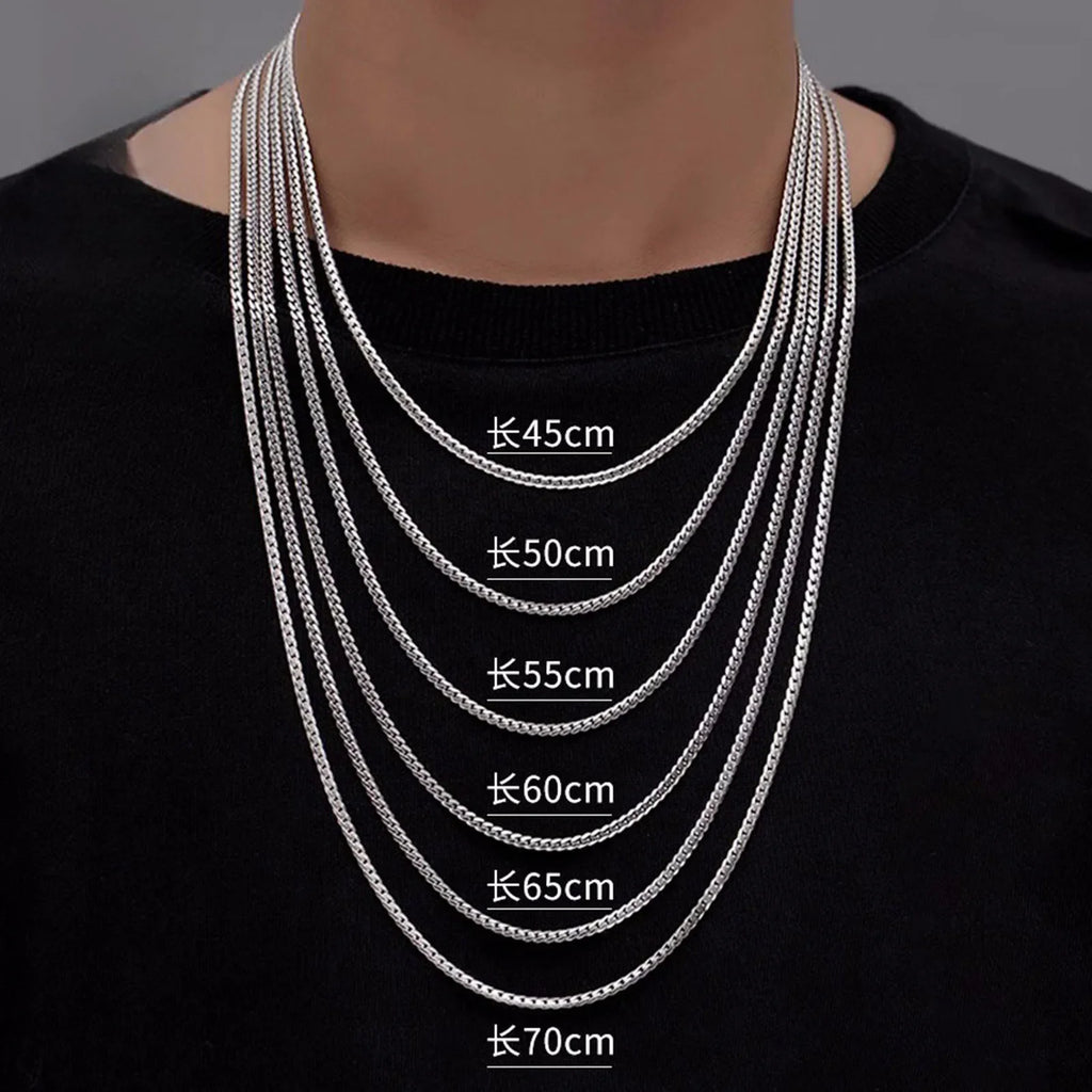 S925Silver Men's and Women's Cuban Chain Necklace 20IN/22IN Slim Style Trendy, Sophisticated Vintage-Inspired Collarbone Layerin