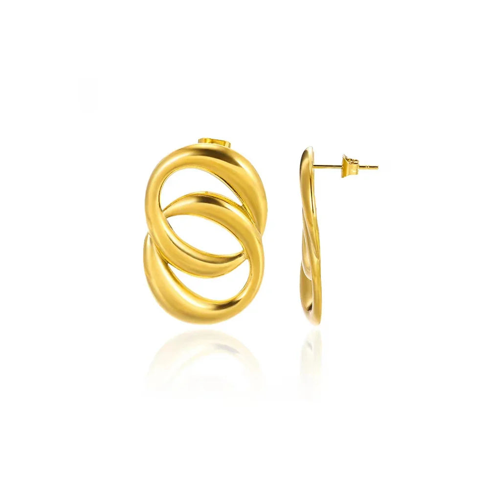 Punk Sun Face Stud Stainless Steel Earrings For Women Gold Color Star Piercing Ear Accessories Femme Gothic Jewelry Party Gift
