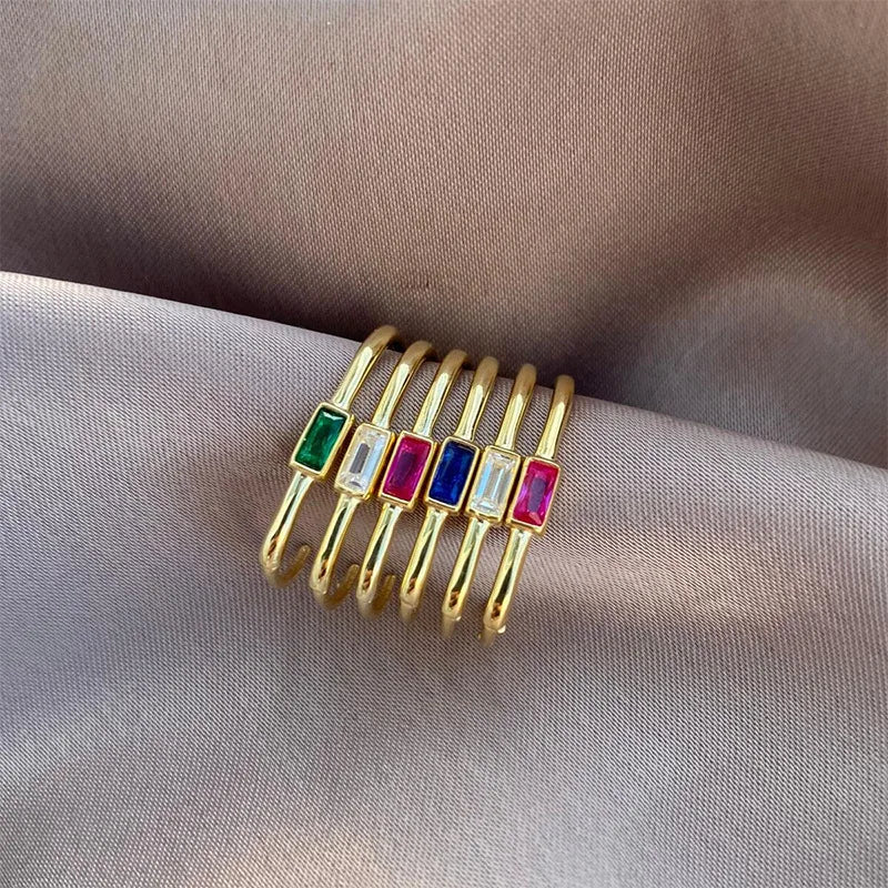 1pair Women's Colorful Zircon Square Ear Clip Geometric U-shape Hoop Earrings Daily Party Pairing With Jewelry