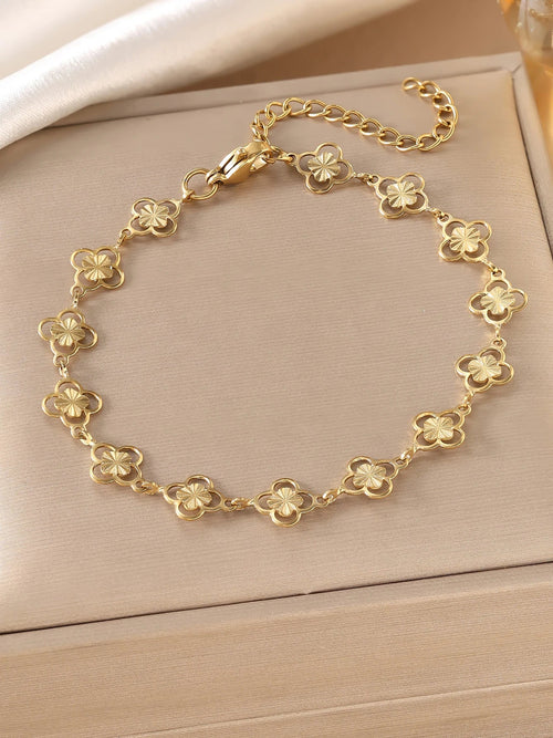 18K gold-plated stainless steel non fading gold bracelet - durable and fashionable jewelry accessory, suitable for holiday gifts