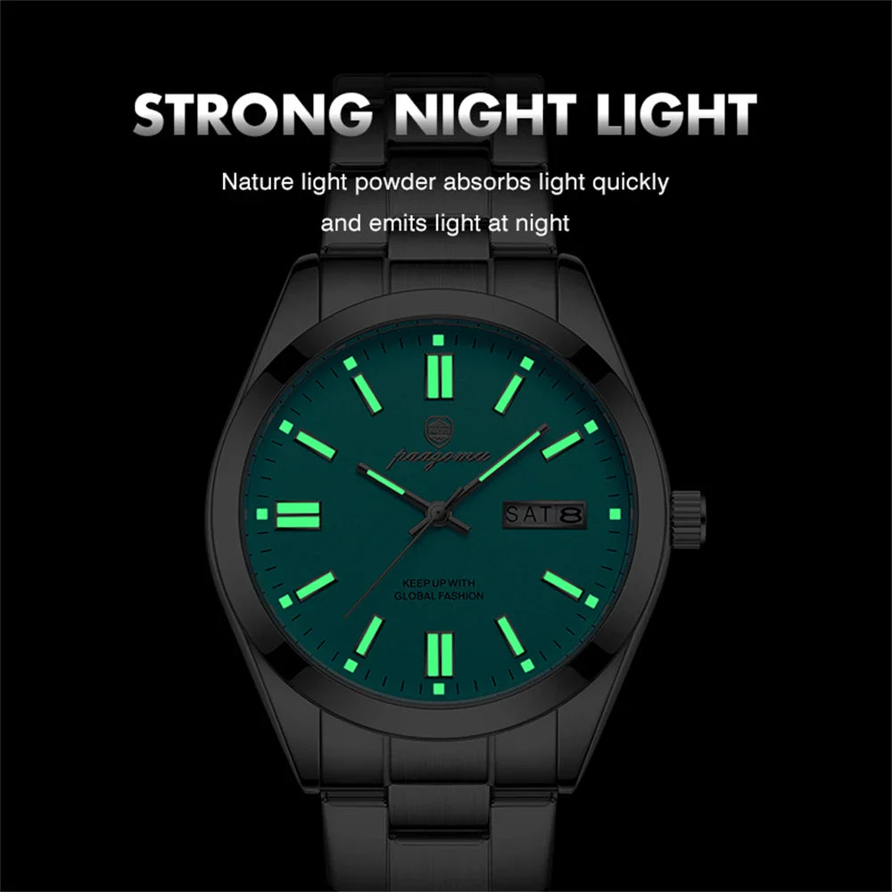 PAAZOMU Top Luxury Man Watch Waterproof Stainless Steel Men Wristwatch Luminous Date Week Fashion Business Quartz Men's Watches