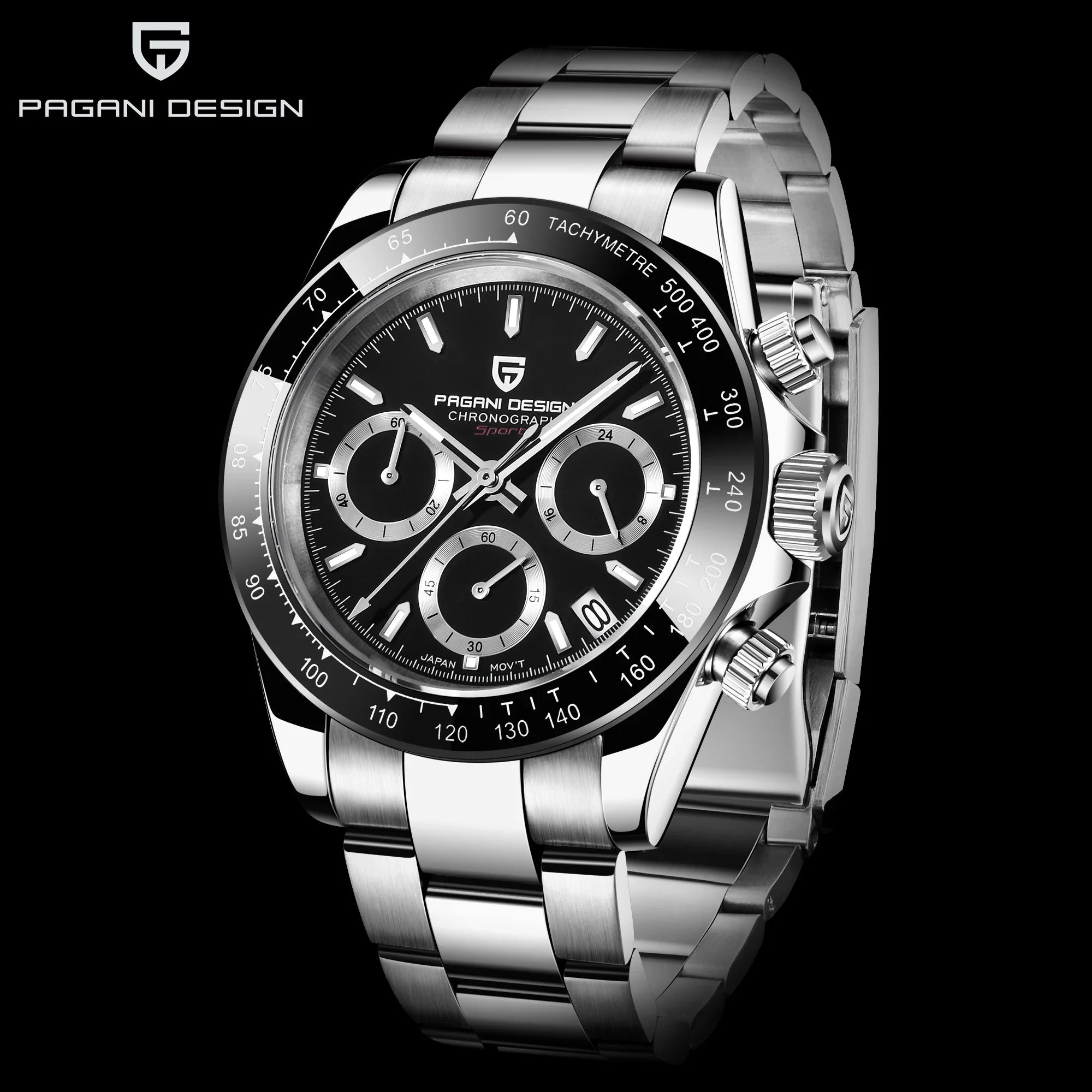 PAGANI DESIGN New Ceramic Bezel Men Quartz Wristwatches Luxurys Sapphire Glass Chronograph 100m Waterproof Stainless Watches Men