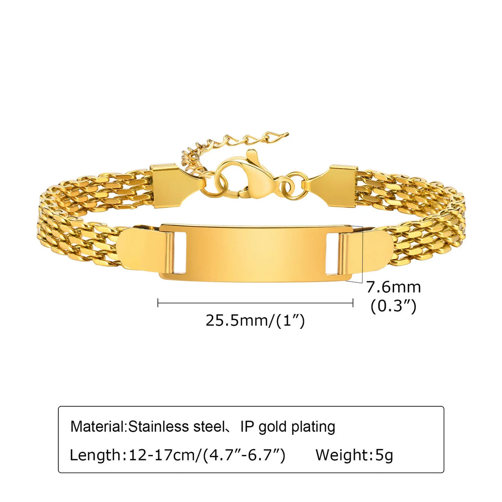 Personalized  Bracelet for Little Boy Girl,Stainless Steel Engraved Name Date  Son Daughter Mom Baptism Gift