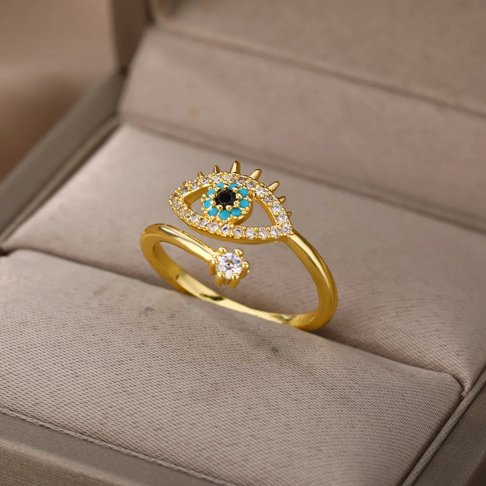 Colorful Zircon Round Stone Rings For Women Stainless Steel Gold Color Finger Ring  Wedding Aesthetic Jewelry Gift bijoux femme