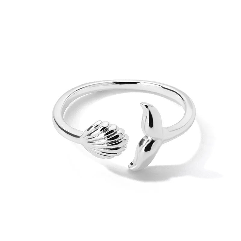 Vintage Shell Starfish Rings For Women Gold Color Stainless Steel Shell Ocean Openning Ring Wedding Summer Jewelry Gift