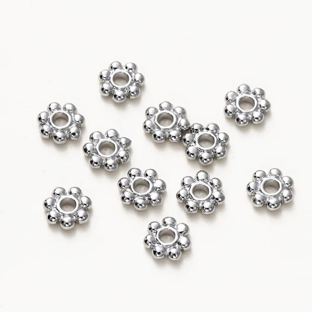 20pcs 14K 18K Gold Color Daisy Spacer Beads Mini Brass Spacer Beads Charms Pendants for DIY Bracelet Necklace Jewelry Making