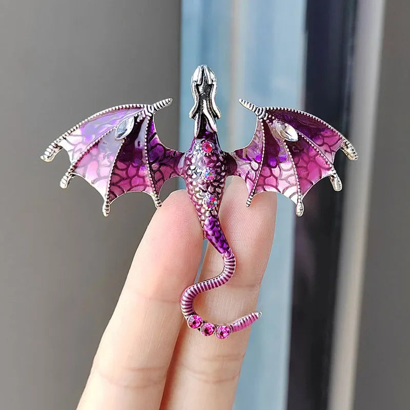 Fashion Enamel Dragon Brooches For Men Women Rhinestone Flying Dragon Clothes Suit Party Office Brooch Pins Jewelry Accessories