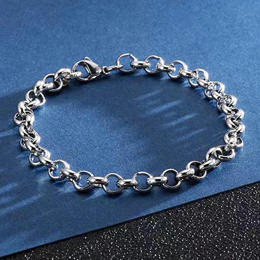 DOTIFI  Stainless Steel Bracelet Hip-Hop Punk Style Simple Round Buckle Chain Fashion Personalized Jewelry Female Party Gifts