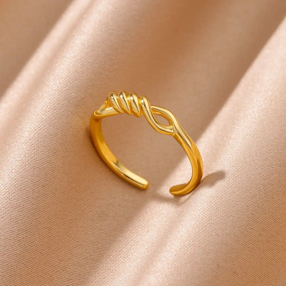 Hollow Out Love Heart Star Rings For Women Stainless Steel Gold Color Cuban Chain Ring Trend Wedding Jewelry Gift anillos mujer