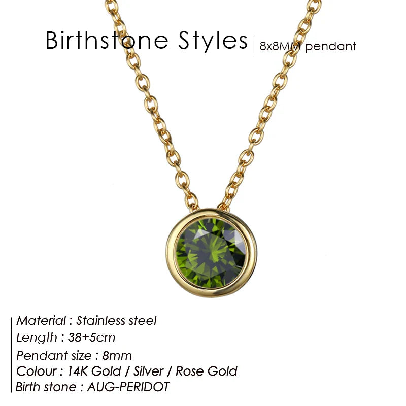 Classic Stainless Steel Necklace Women Designer Luxury Jewelry Gold Color Bride Statement 12 Birthstone Necklace