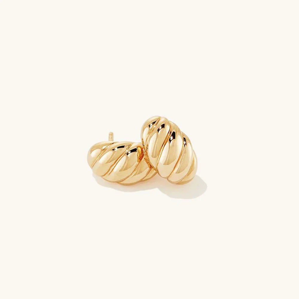 Gold Color small Stainless Steel Hoop Earrings for Women Croissant Dôme Hoops Simple EarRings Vintage Geometry