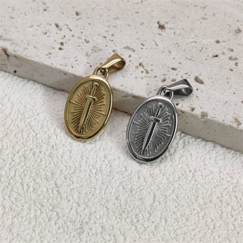 Trendy Rose Cross Design 18K Gold Plated Stainless Steel Pendants For Woman Man