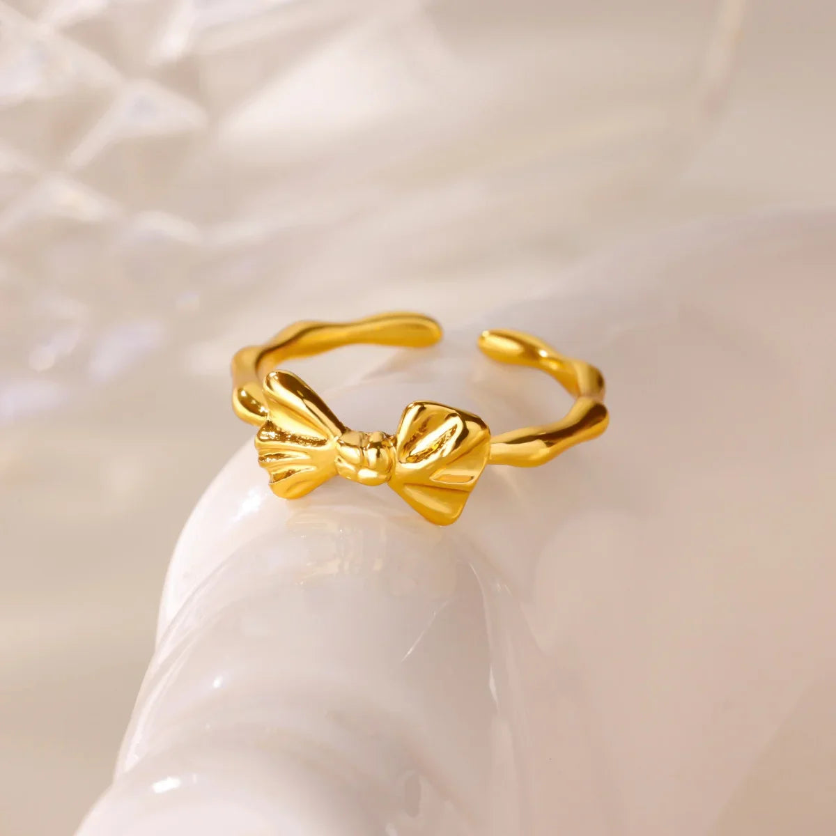Stainless Steel Butterfly Bow Rings for Women Fashion Zircon Heart Open Ring Trendy Aesthetic Jewelry Party Wedding Gift