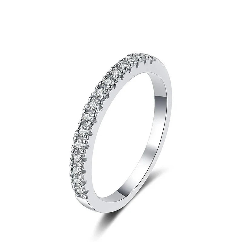 NeeTim Full D Color Moissanite Wedding Band Ring 925 Sterling Silver Eternity Band Engagement Bride Bands Party Rings For Women