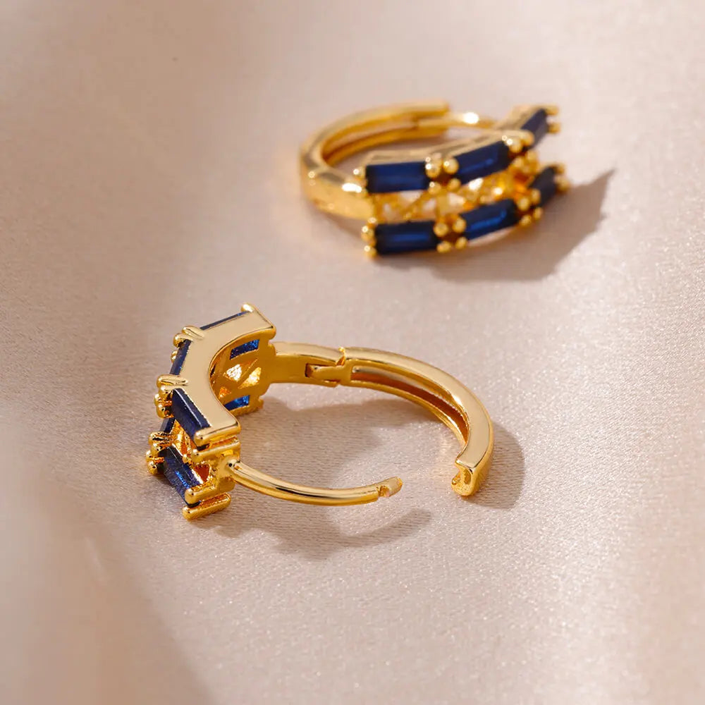 Luxury Blue Zircon Earrings For Women Stainless Steel Earrings 2024 Trending New Design Goth Jewelry aretes mujer