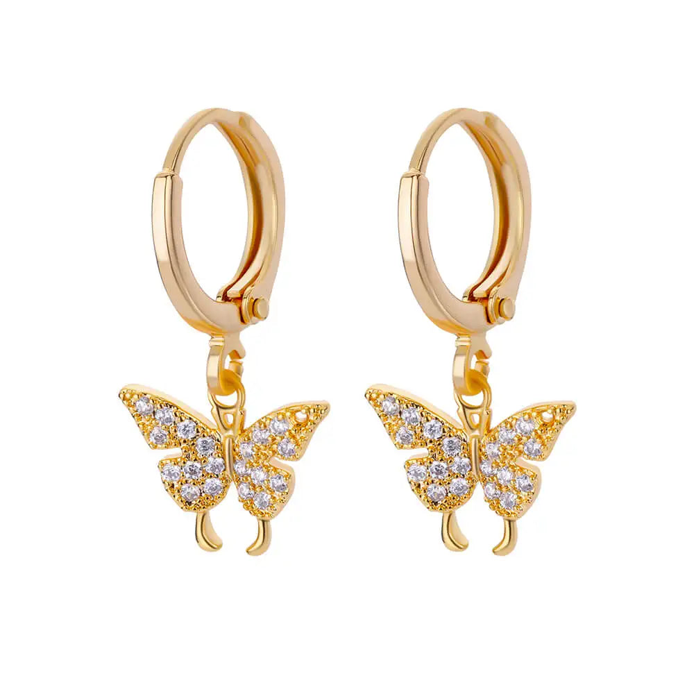 Zircon Butterfly Pendientes EarringsFor Women Stainless Steel Gold Color Butterfly Earring Trend Girl y2k Jewelry aretes mujer