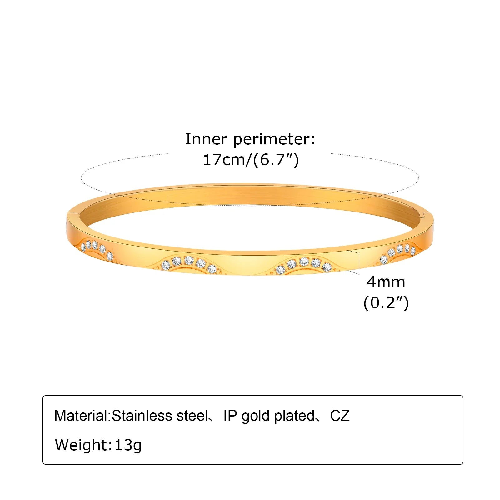 Open Adjustable Star Starburst Cuff Bangle Bracelet for Women Stainless Steel Cubic Zirconia Inlay Charm Layered Jewelry